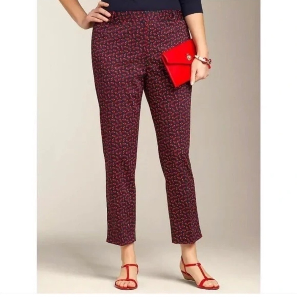 Talbots Heritage Fit Navy Blue Ladybug Print Cropped Pants -Size 4p